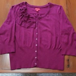 Elle Fuscia Cardigan with Ruffle Detail